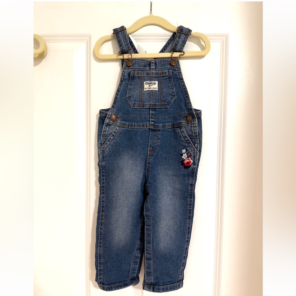 OshKosh B'gosh Blue Denim Overalls with Embroidery - Picture 2 of 3